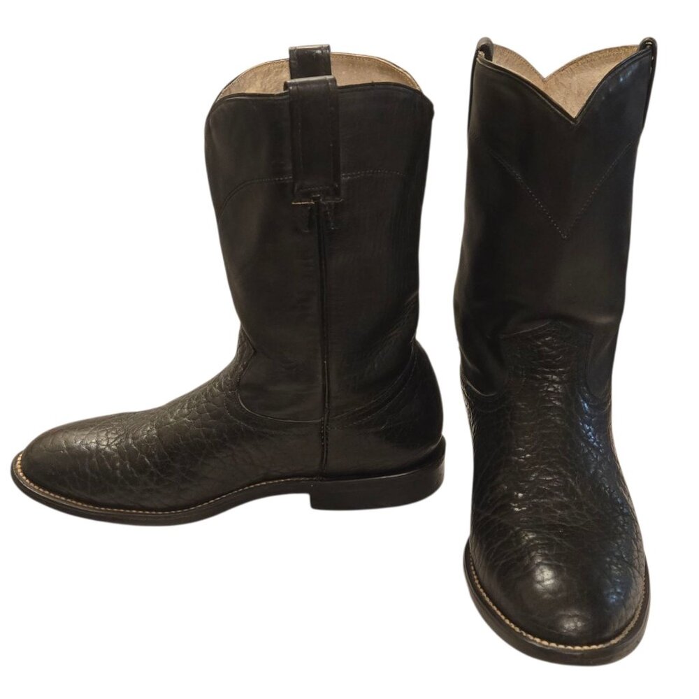 Cowtown Cowboy Boots Black Leather Mens 8 D Vintage Western Rockabilly Shoes